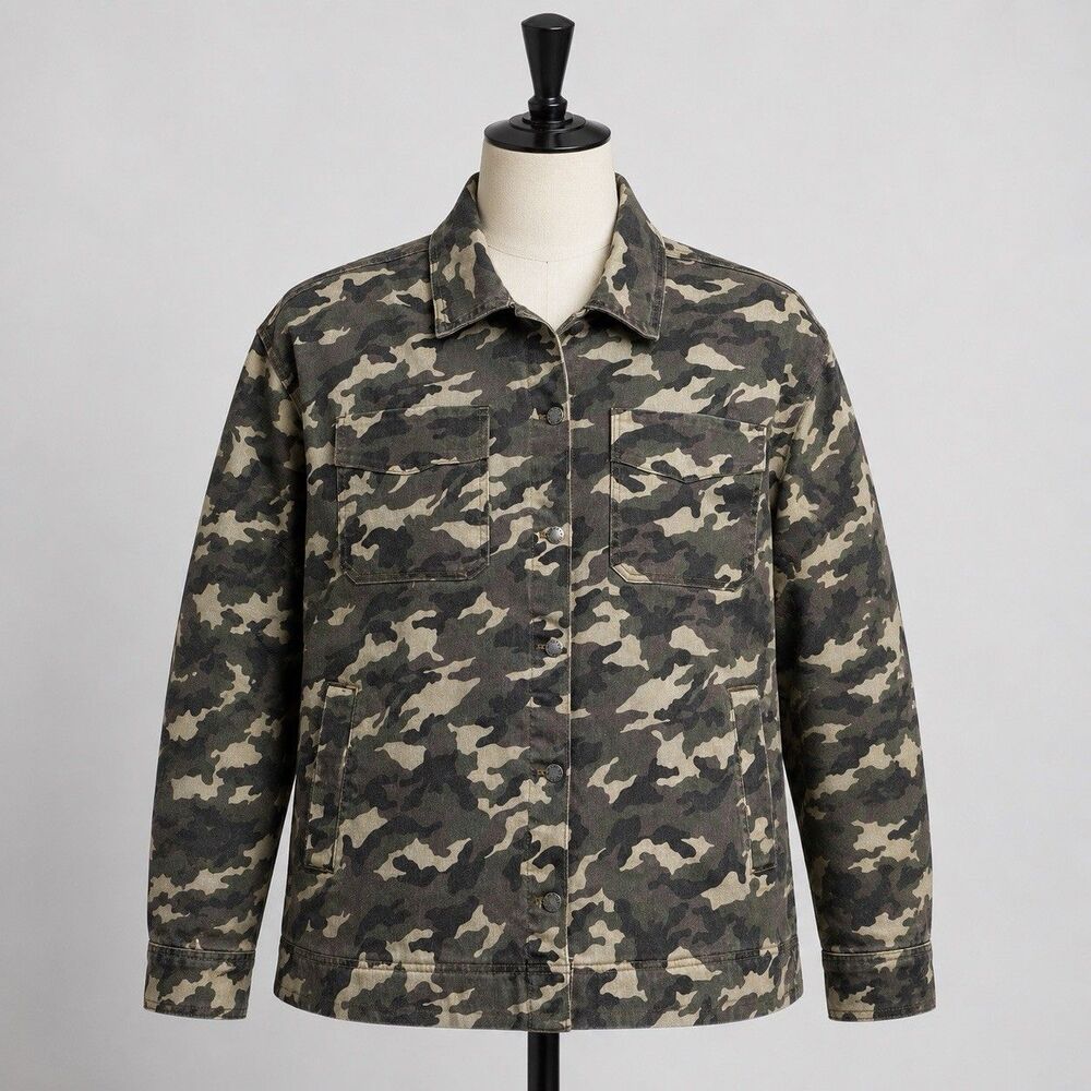 Vevert  Oversized Boyfriend Green Camo Jacket